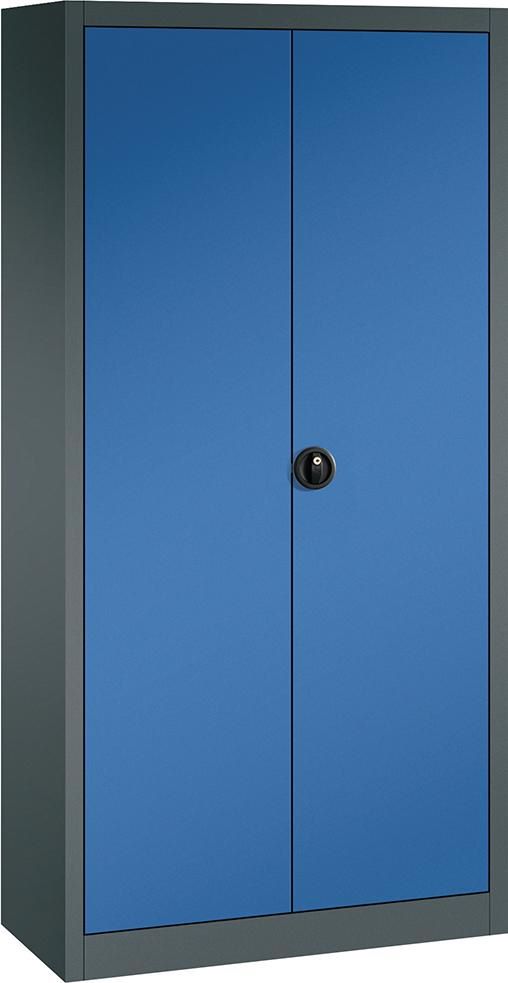 Produktbild FORUM Flügeltürenschrank Fachböden jeweils 110 kg Traglast 930 x 1950 mm blau