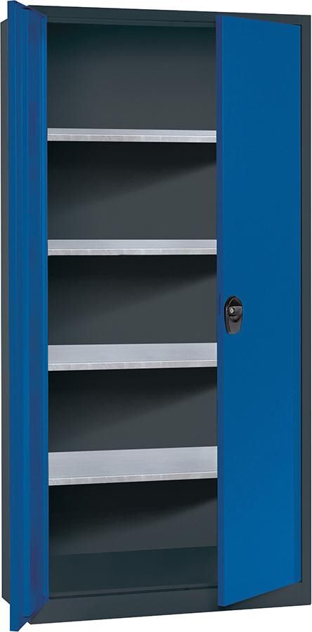 Produktbild FORUM Flügeltürenschrank 4 Böden 1950 x 940 x 400 mm RAL 7016 5010