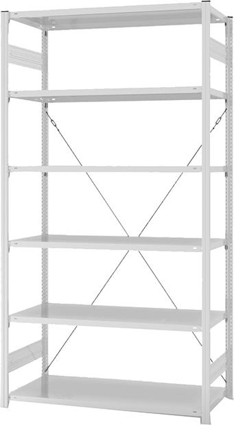 Produktbild Hofe Steckregal Grundregal 2500x600x1300 mm 6 Boden hellgrau