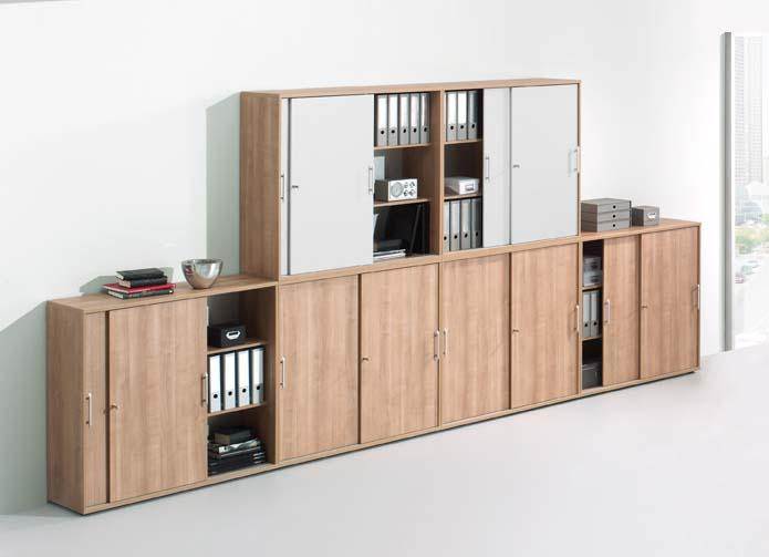 Produktbild Hammerbacher Schiebetürenschrank 1200 x 400 x 748 mm Weiß/Eiche bild 2