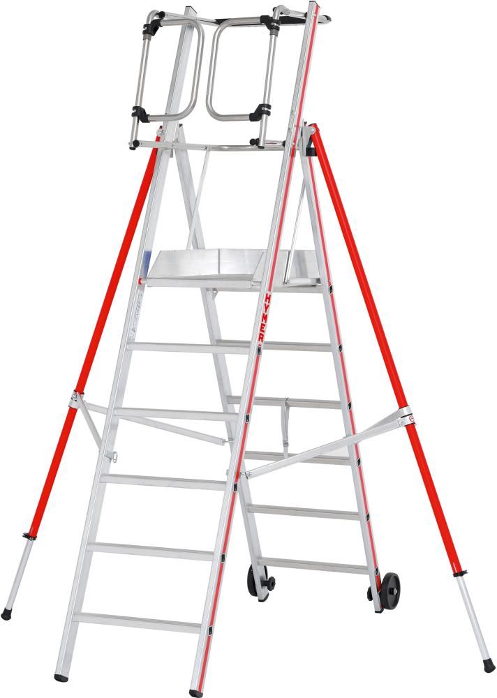 Produktbild Hymer Plattformleiter ProTect aus Aluminium mit Kipprollen