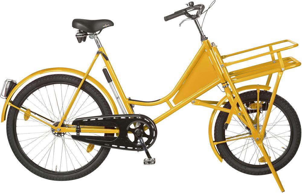Produktbild Lindner Lastenfahrrad Classic gelb Schaltung mit Beleuchtung und Lastenträger