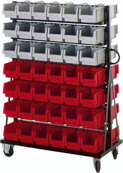 Produktbild Lakape Rollregal 1000 x 500 x 1400 mm mit 84 Sichtlagerkasten