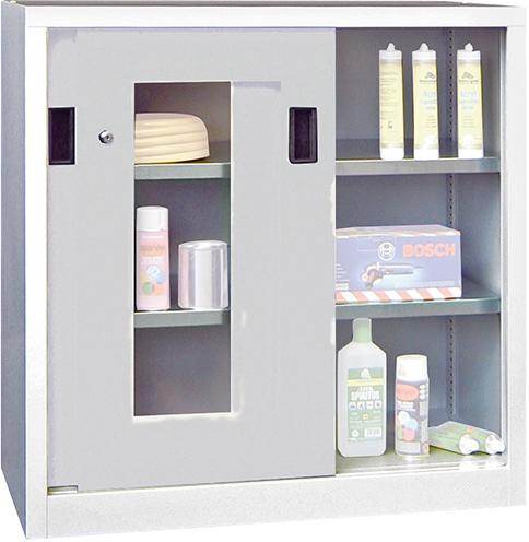 Produktbild Pavoy Schiebetürenschrank 1000x500x1000mm Sichtfenster RAL 7035