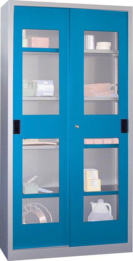 Produktbild Pavoy Schiebetürenschrank 1000x400x1950mm Sichtfenster RAL 7035 5012 bild 1