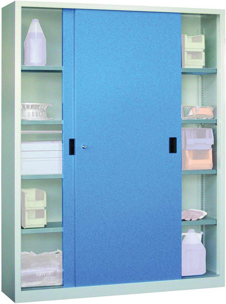 Produktbild Pavoy Schiebetürenschrank 1500 x 500 x 1950 mm mit Vollblechtüren in blau