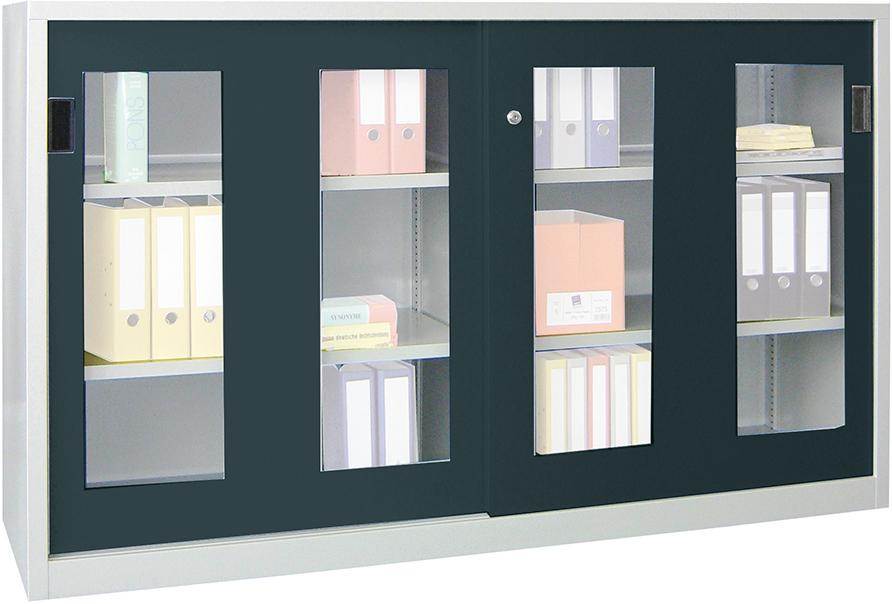 Produktbild Pavoy Schiebetürenschrank 1500x400x1000mm gepulvert Sichtfenster bild 1