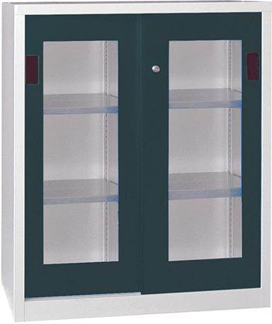 Produktbild Pavoy Schiebetürenschrank 1000x500x1200mm gepulvert Sichtfenster RAL 7035 7016 bild 1