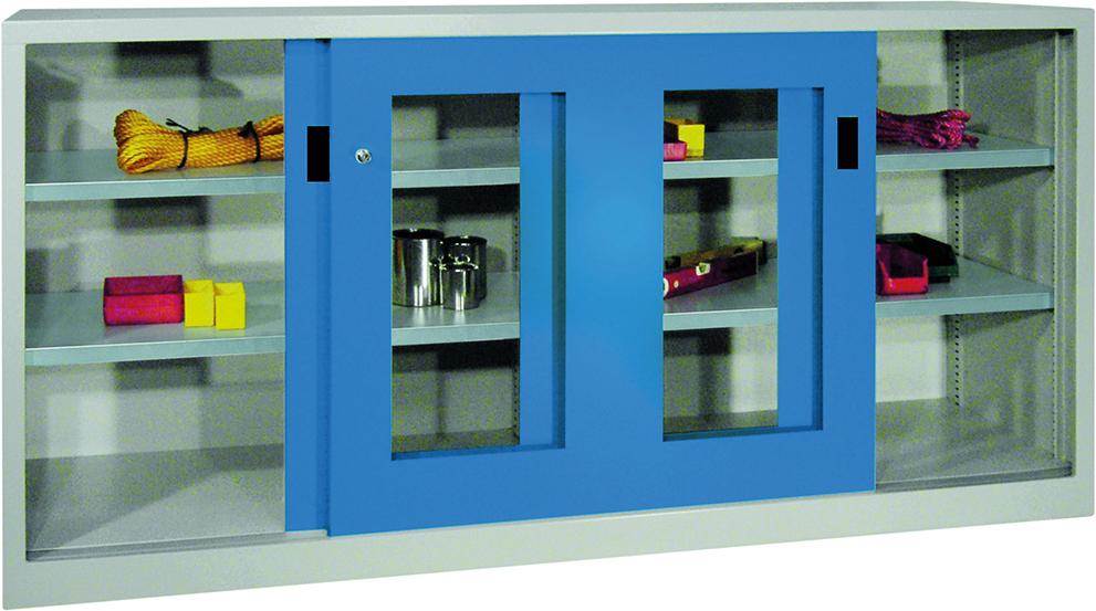 Produktbild Pavoy Schiebetürenschrank 2000x600x1950mm gepulvert Sichtfenster RAL 7035 7016