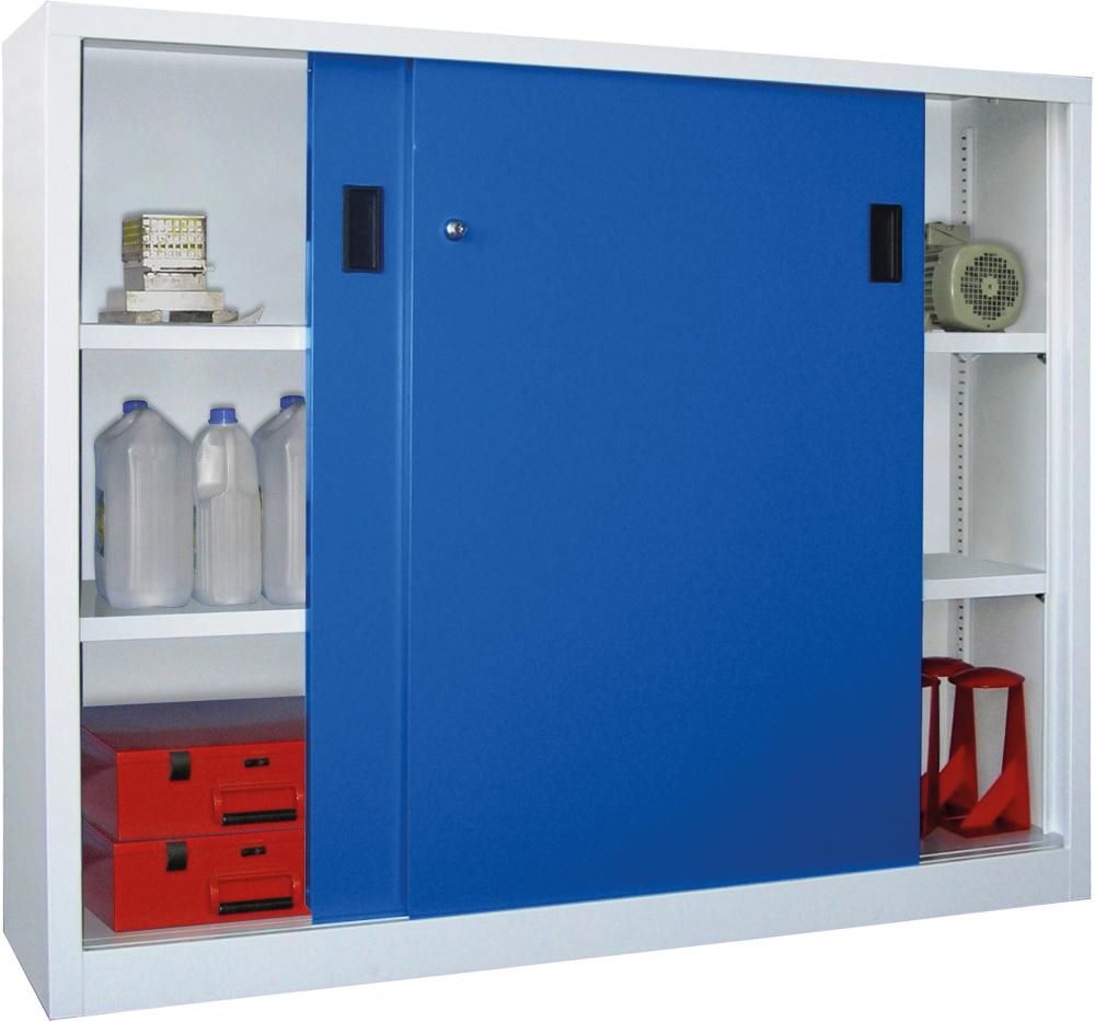 Produktbild Pavoy Schwerlastschiebetürenschrank Höhe 1200 mm Mittelltrennwand RAL 7035 5012