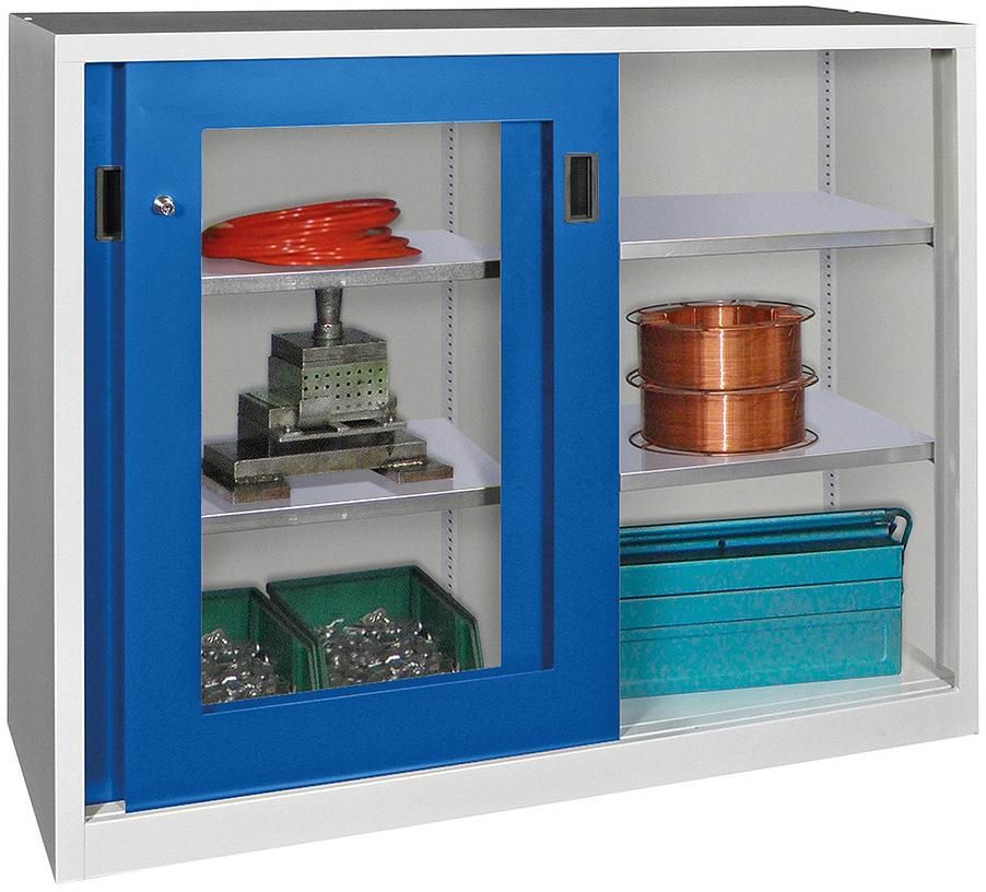 Produktbild Pavoy Schwerlastschiebetürenschrank 1500 x 500 mm Last bis 800 kg blau