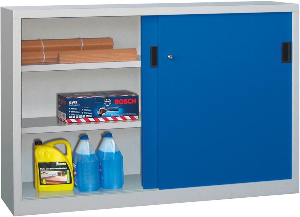 Produktbild Pavoy Schwerlastschiebetürenschrank 1500 x 400 x 1000 mm verzinkt RAL 7035 5012