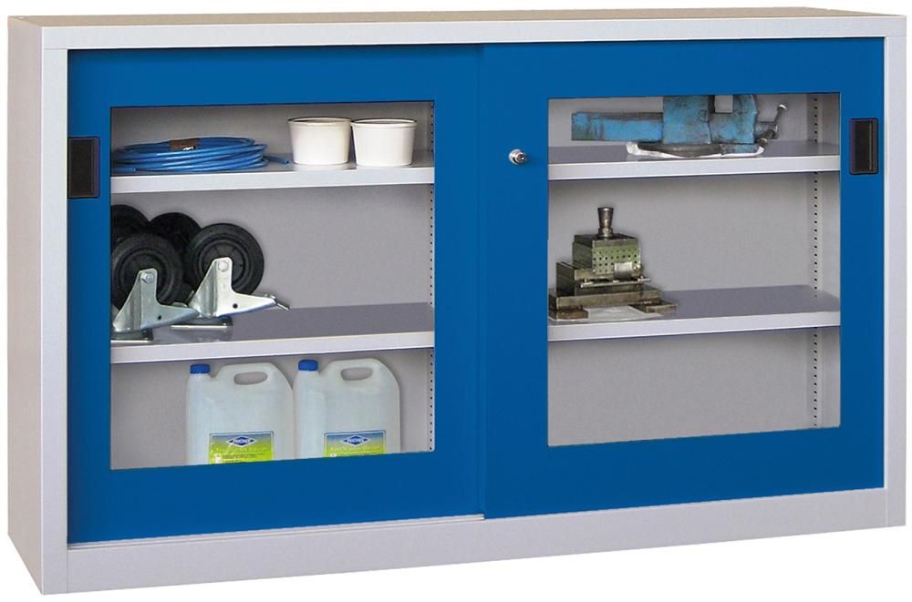 Produktbild Pavoy Schwerlastschiebetürenschrank 1500 x 400 mm verzinkt Sichtfenster RAL 7035 5012