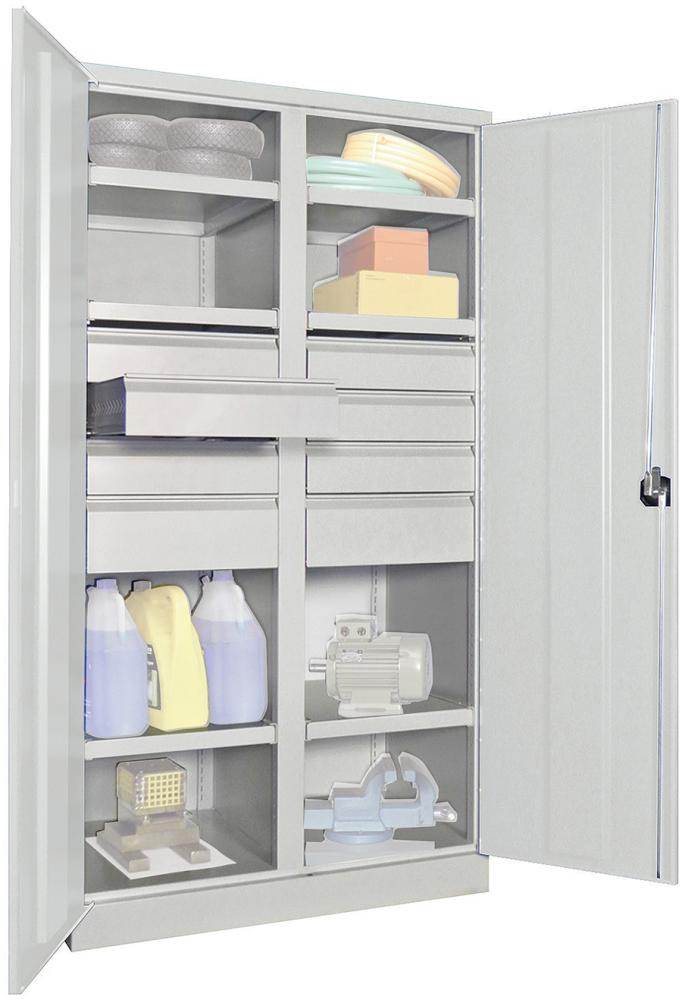 Produktbild Pavoy Schwerlastschrank 1040x630x1950mm 6x Böden 8x Schubladen Traglast 1300kg