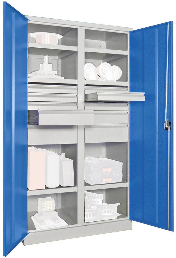 Produktbild Pavoy Schwerlastschrank Drehgriff mit Trennwand 1040x630x1950mm 6 Böden 8 Schubladen bild 6