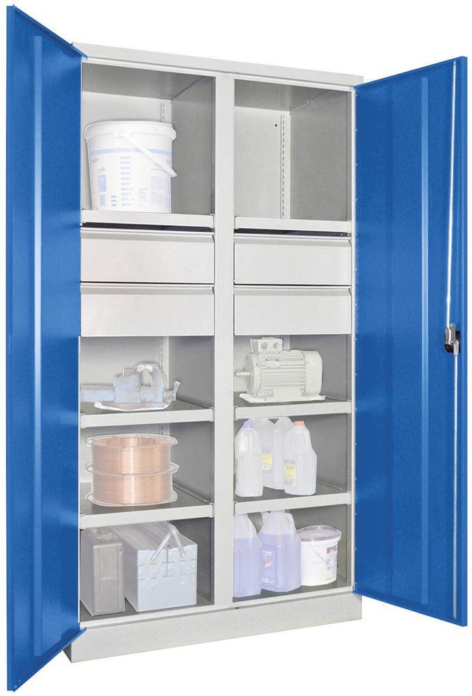 Produktbild Pavoy Schwerlastschrank Drehgriff mit Trennwand 1040x630x1950mm 6 Böden 4 Schubladen