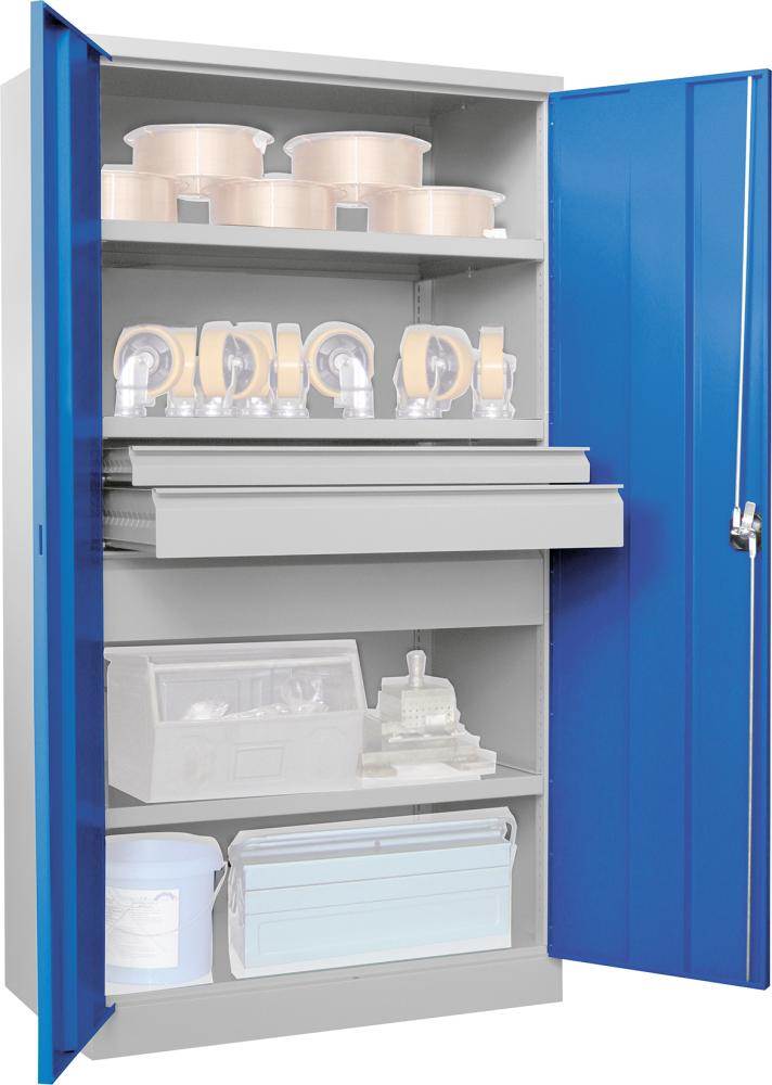 Produktbild Pavoy Schwerlastschrank 1040 x 630 x 1950 mm Drehgriff und 3 Schubladen