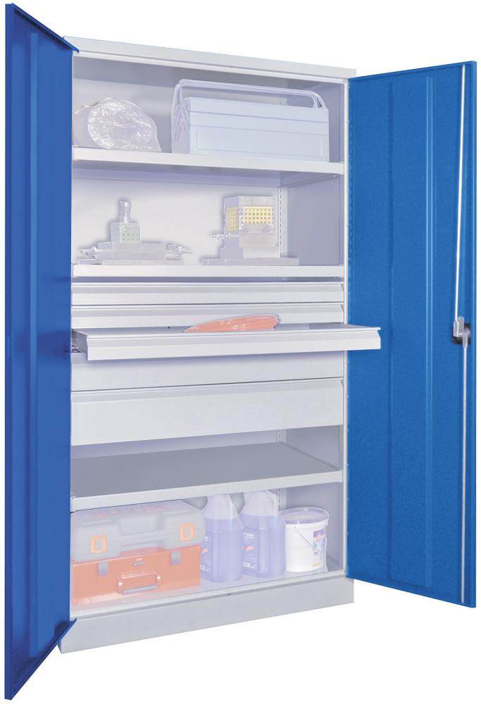 Produktbild Pavoy Schwerlastschrank 1040 x 630 x 1950 mm mit 3 Böden 4 Schubladen