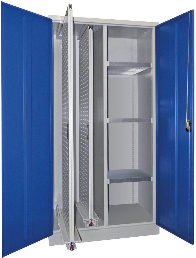 Produktbild Pavoy Vertikalauszugsschrank 2 Auszüge 3 Böden 1000x600x1950mm lichtgrau lichtblau
