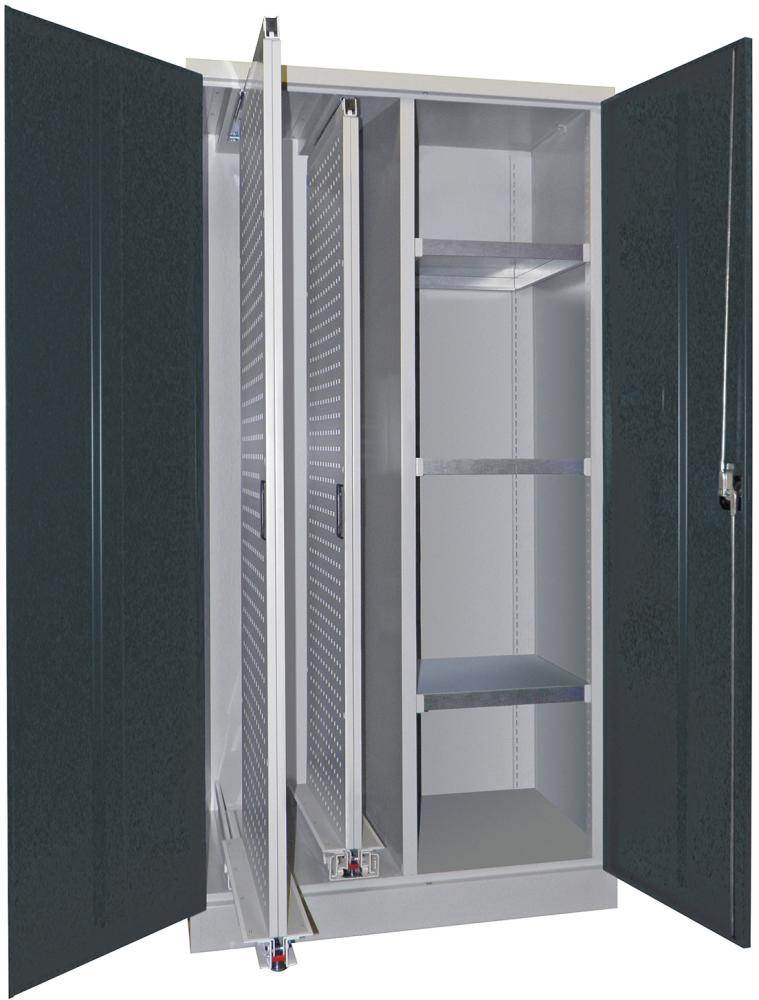 Produktbild Pavoy Vertikalauszugsschrank 2 Auszüge 3 Böden lichtgrau anthrazit