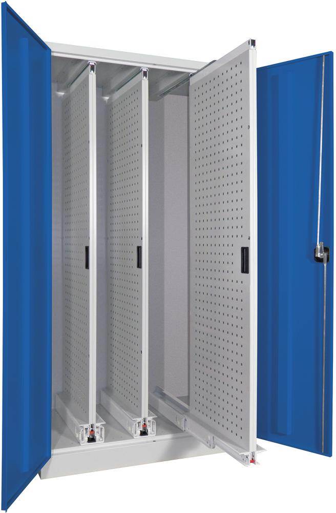 Produktbild Pavoy Vertikalauszugsschrank 1000x600x1950mm 3 Auszüge lichtgrau lichtblau