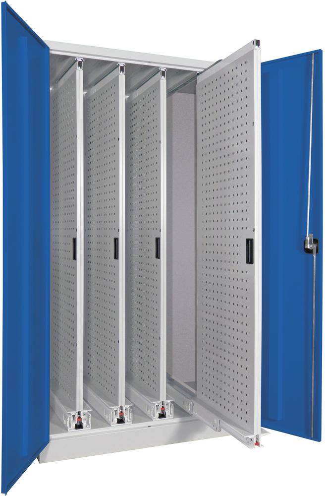 Produktbild Pavoy Vertikalauszugsschrank 1000x600x1950mm 4 Auszüge lichtgrau lichtblau