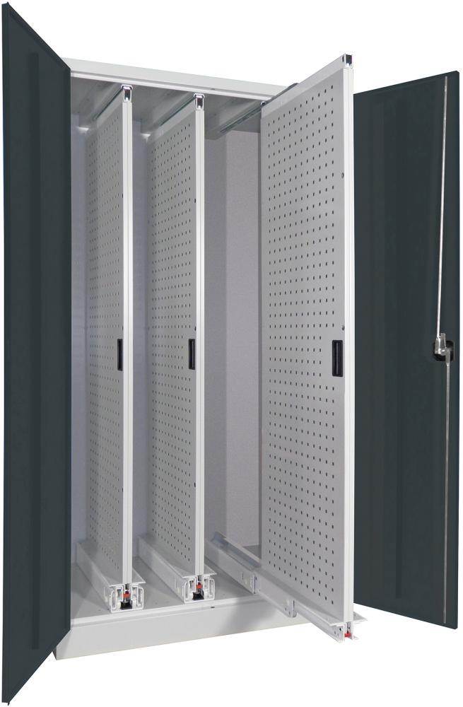 Produktbild Pavoy Vertikalauszugsschrank 1000x600x1950mm 3 Auszüge lichtgrau anthrazit