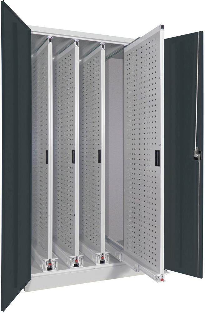 Produktbild Pavoy Vertikalauszugsschrank 1000x600x1950mm 4 Auszüge anthrazit lichtgrau