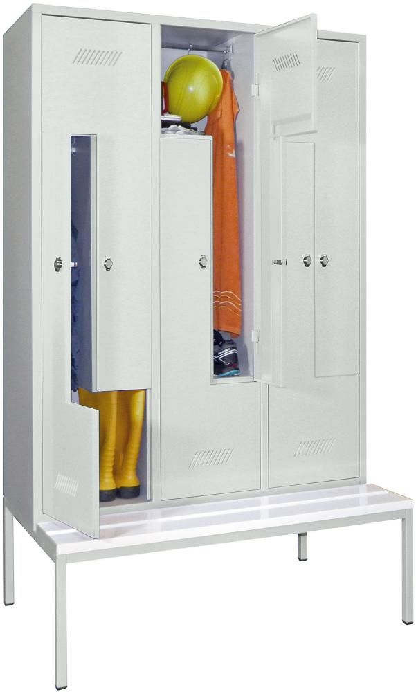 Produktbild Pavoy Garderobenschrank mit Sitzbankuntergestell B 1200 mm RAL 7035
