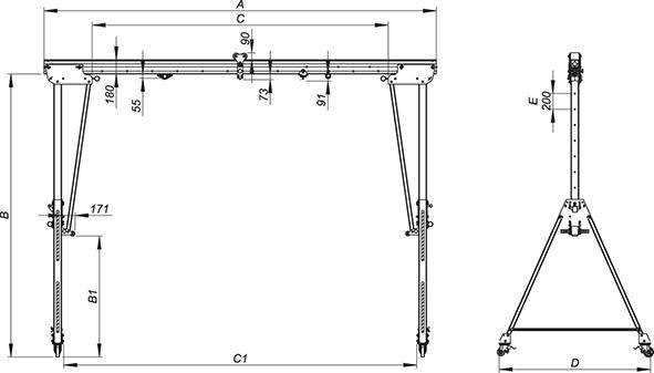 Produktbild Planeta Alu Portalkran RLPK-L-7 fahrbar und klappbar 500 kg bild 2