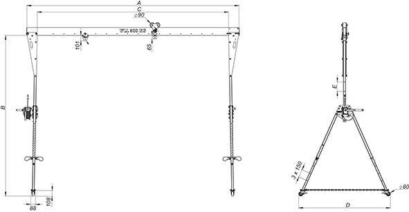 Produktbild Planeta Alu Portalkran RKPK-2 fahrbar und klappbar 500 kg bild 2