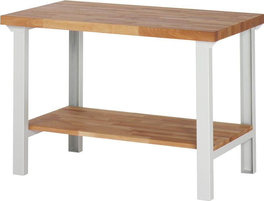 Produktbild RAU Werkbank BASIC 7 1250x700x840mm mit Fachboden Buche massiv 40mm bild 1