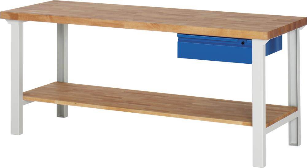 Produktbild RAU Werkbank BASIC 7001I 7 Buche massiv 1500x700x840mm 1 Schublade 1 Fachboden
