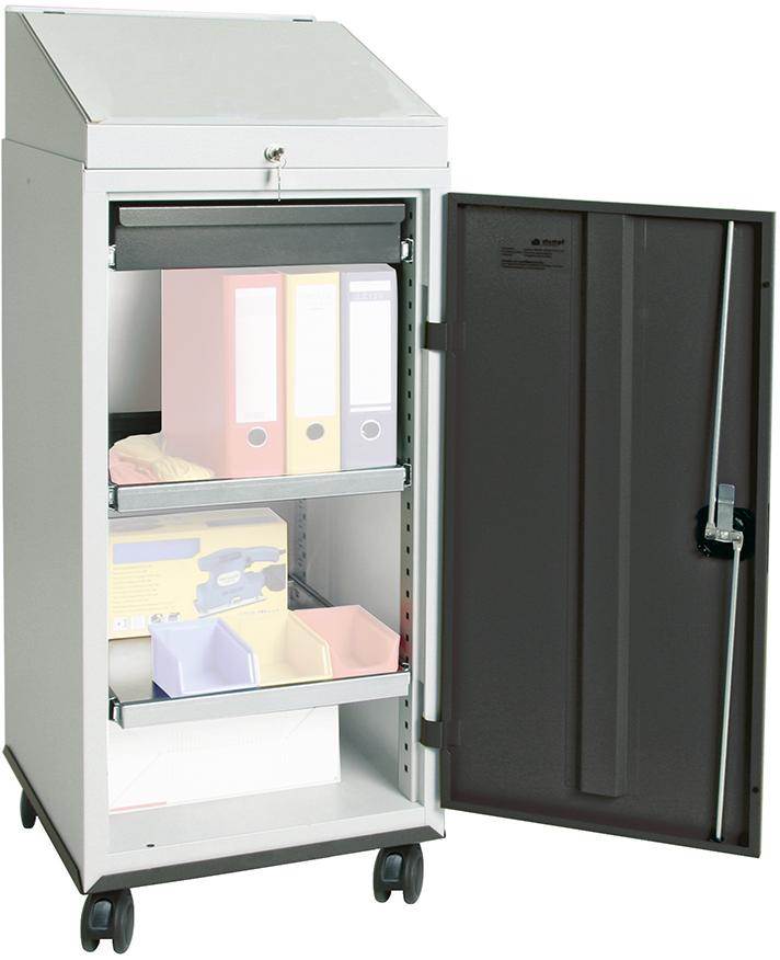 Produktbild Stumpf Schrankpult S3000 fahrbar 1 Schreibpult 1 Schublade 2 Fachböden 1310x500x500mm