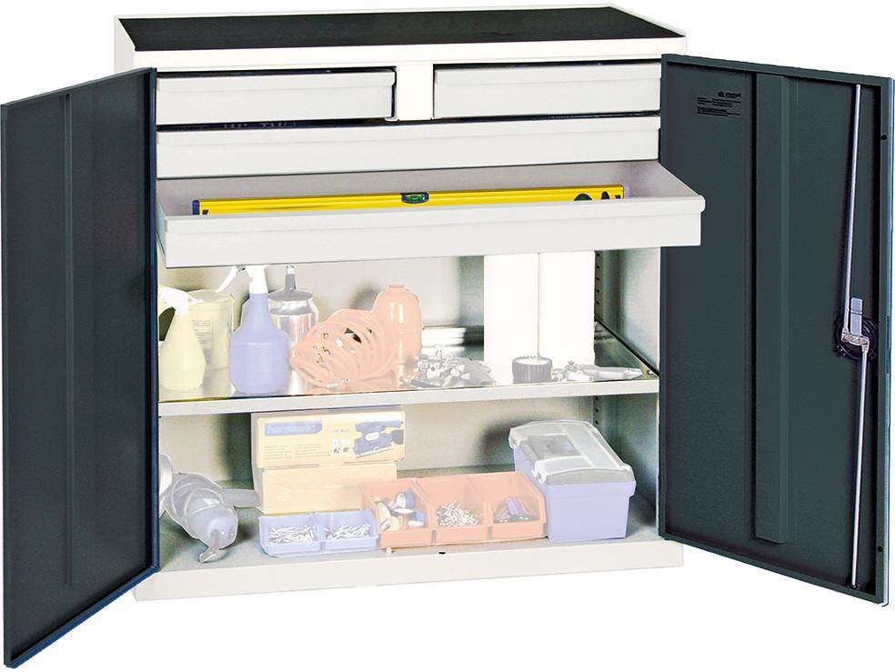Produktbild Stumpf Werkzeugschrank S2000 lichtgrau anthrazitgrau 4 Schubladen 1 Fachboden