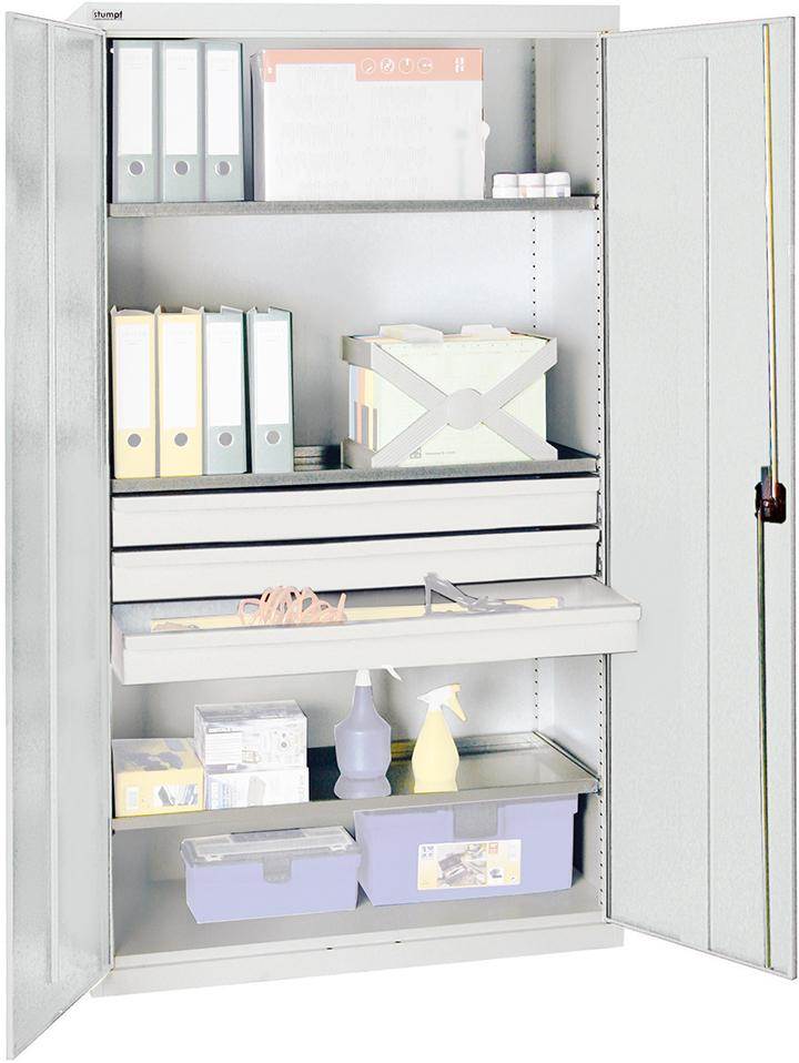 Produktbild Stumpf Werkzeugschrank S2000 lichtgrau 3 Fachböden 3 Schubladen