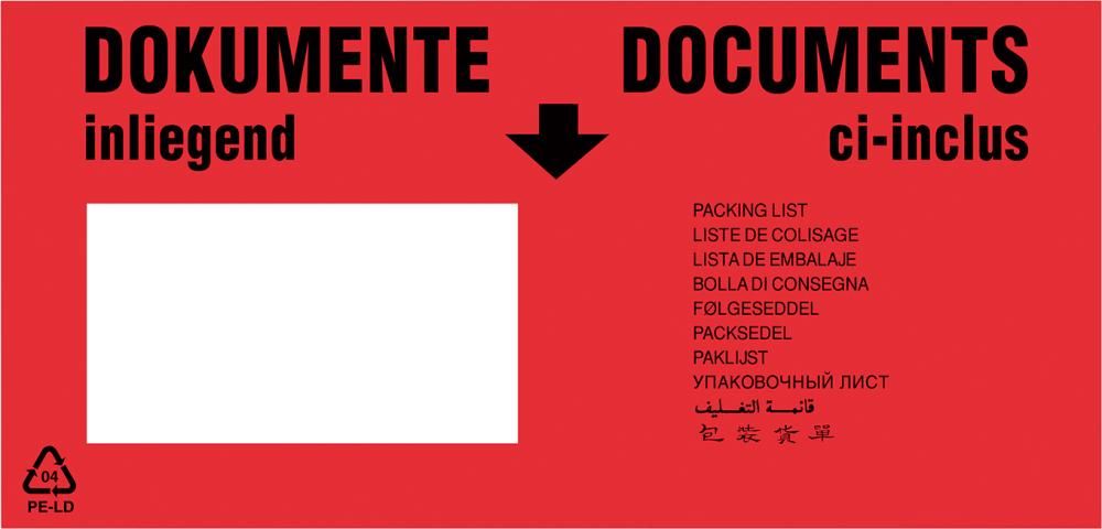 Produktbild Trans-pak Dokumententaschen länglich 240 x 118 mm DIN lang