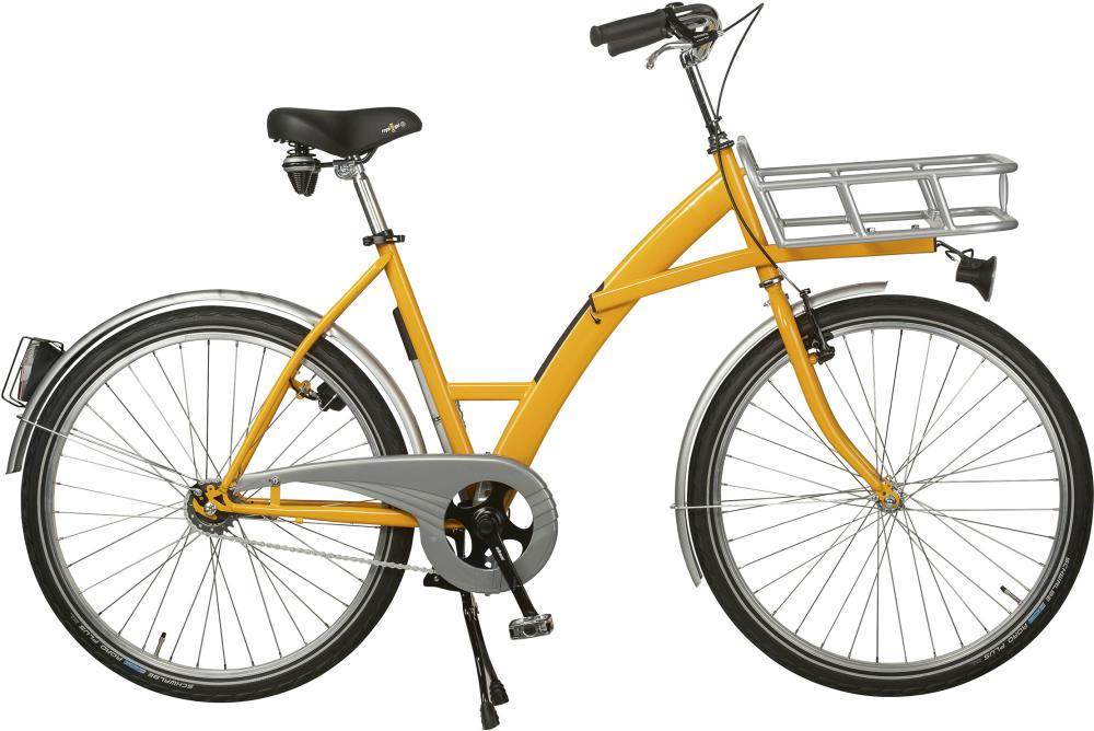 Produktbild Lindner Transportfahrrad Modus gelb Schaltung mit Beleuchtung und Lastenträger