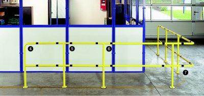 Produktbild TTS Schutzgeländer 45 Grad Bogen 200x200mm gelb Durchmesser 42mm