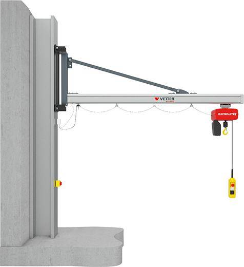 Produktbild Vetter Wand Schwenkkran UW Tragfähigkeit 125 kg 1910 mm mit Elektrokettenzug