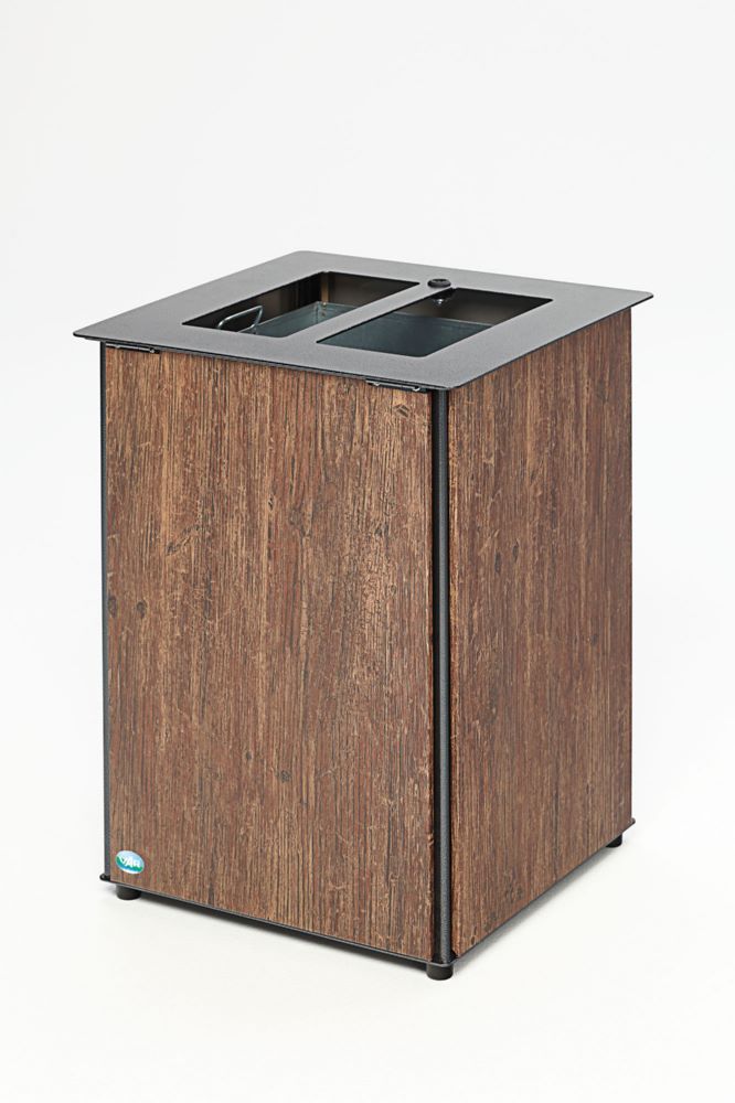 Produktbild Var Abfallbehälter AB 03 Holzoptik Edelstahl 80 Liter