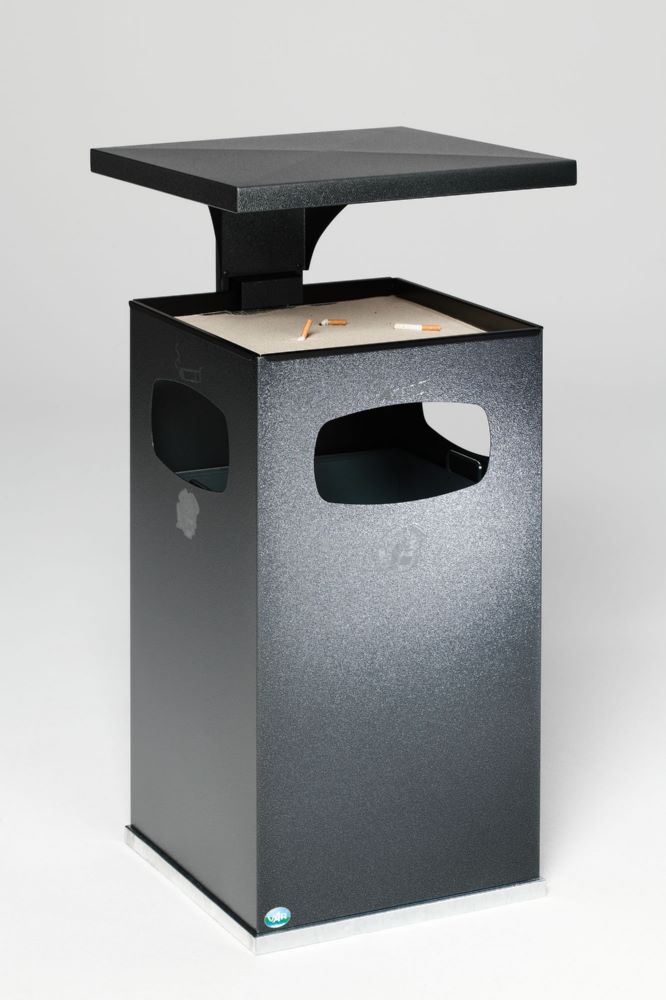 Produktbild Var Abfallsammler Ascher antik silber B 42 mit Schutzdach inklusive Inneneinsatz