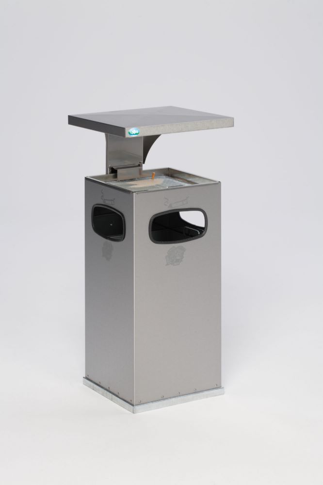 Produktbild Var Abfallsammler Ascher grau B32 mit verstärktem Schutzdach in Edelstahl Ausführung