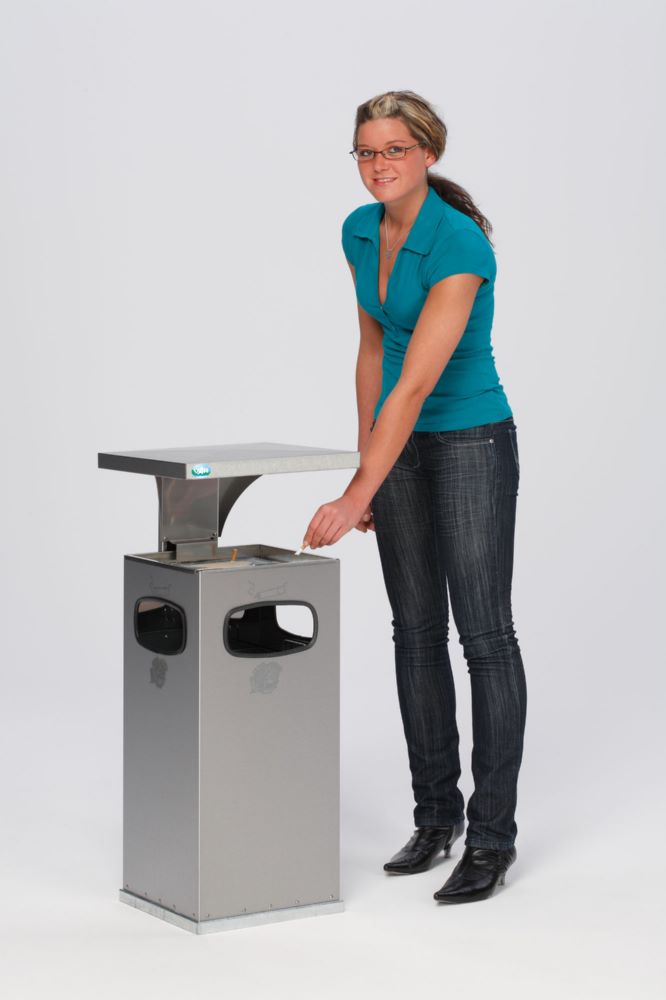 Produktbild VAR Abfallsammler Ascher B32 mit verstärktem Schutzdach in Edelstahl Ausführung bild 2