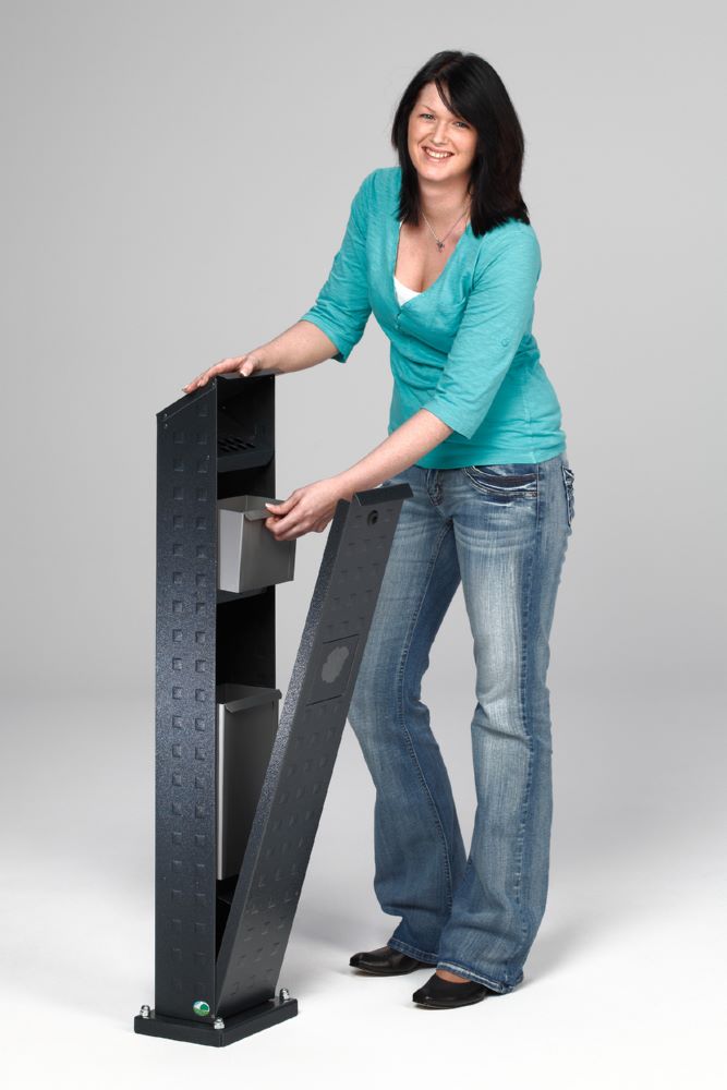 Produktbild Var Abfallsammler Ascher Säule SG 115 Alu eloxiert antiksilber bild 2