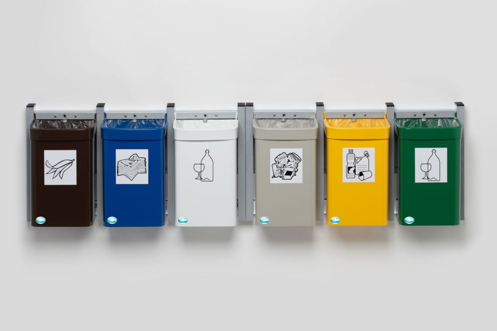 Produktbild Var Abfallsammler Wandgerät G3 3er Kombination Pictogrammaufkleber grün gelb grau bild 2