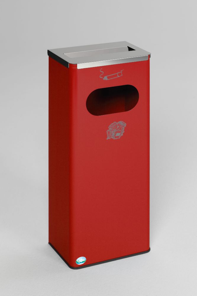 Produktbild Var Ascher Abfallsammler rot 32 Liter Abdeckung Edelstahl poliert