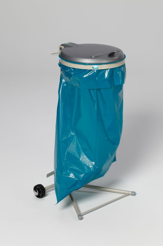 Produktbild Var Müllsackständer WS 120 fahrbar mit 2 Rollen KS Deckel silber