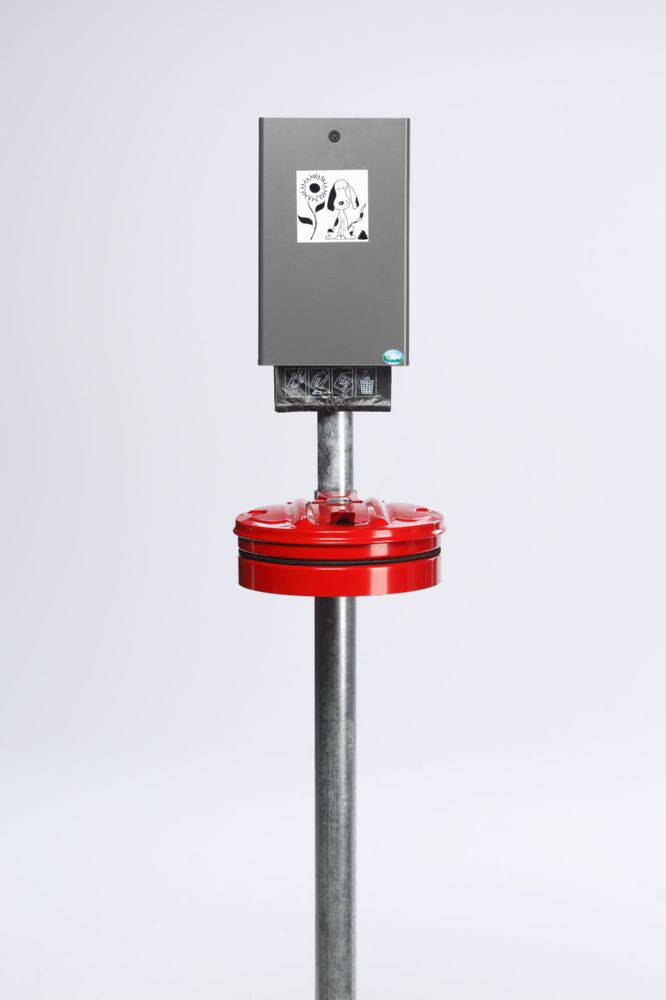 Produktbild VAR Hundetoilette DS 7 Wandkonsole rot mit Metalldeckel 2100 mm