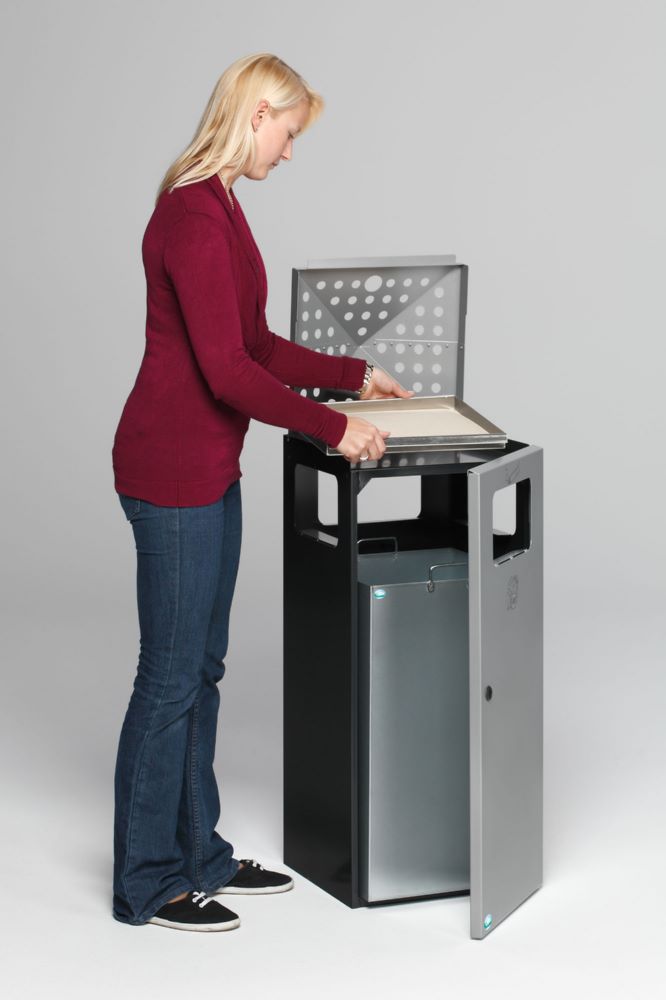 Produktbild Var Kombi Ascher H 92 gelocht Korpus anthrazit Deckel und Tür silber 80 Liter bild 2